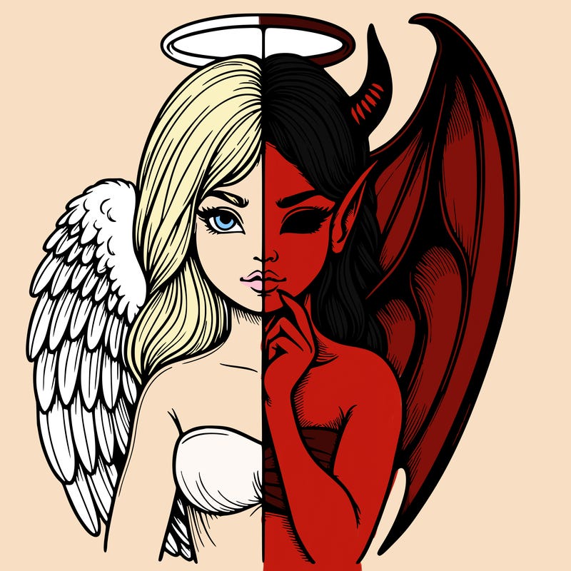 realistic angel half demon