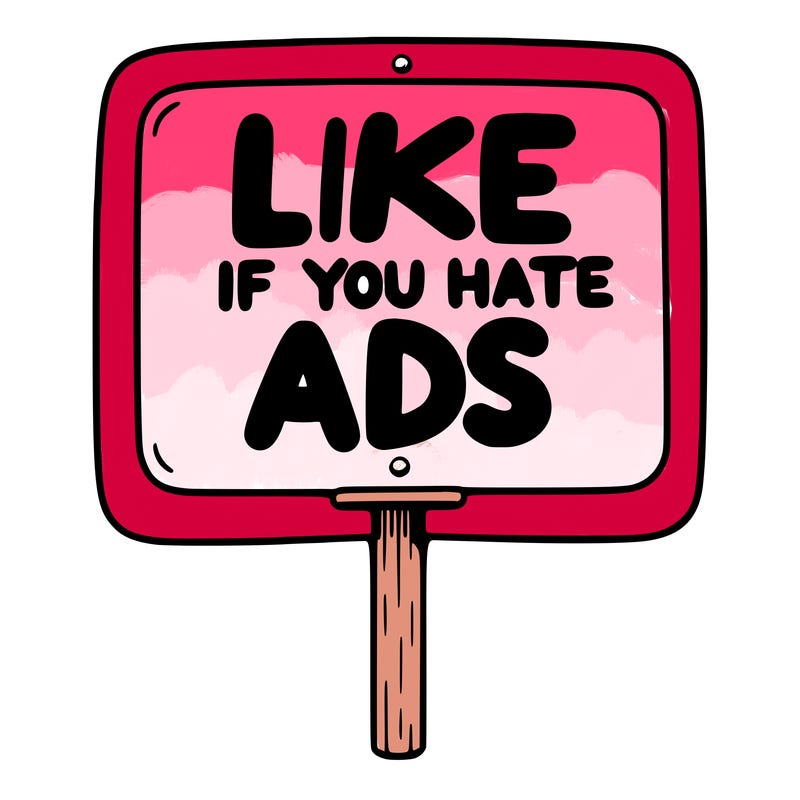 a sign that says like if you hate ads