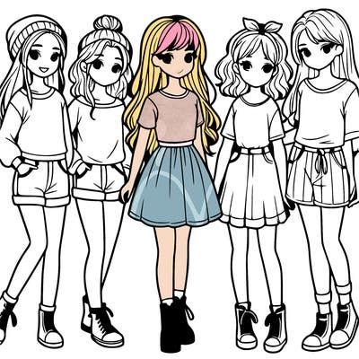 a group of five girls