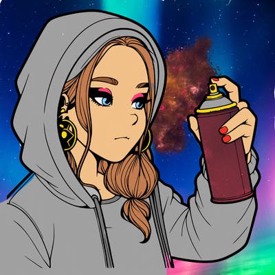 a realistic girl, spray painting