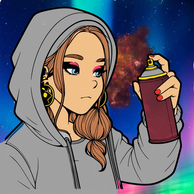 a realistic girl, spray painting