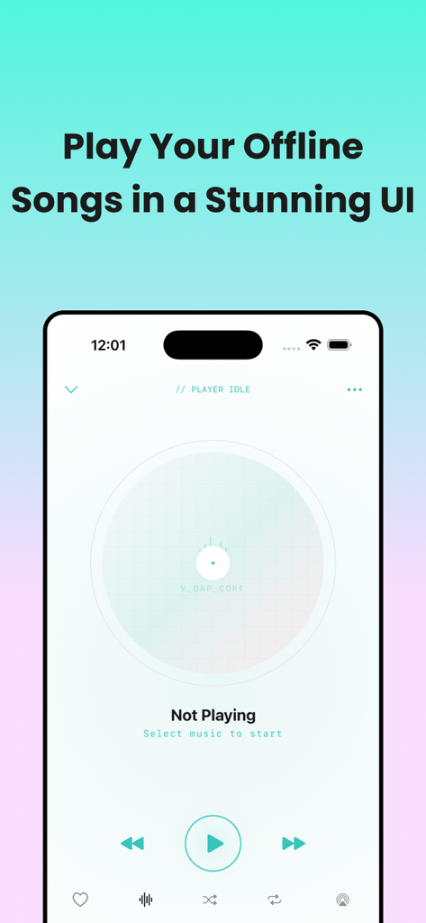 OS-39: Offline Music Player - OS-39 app interface featuring a clean circular digital audio player design for offline music playback.