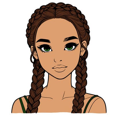 realistic girl with braids