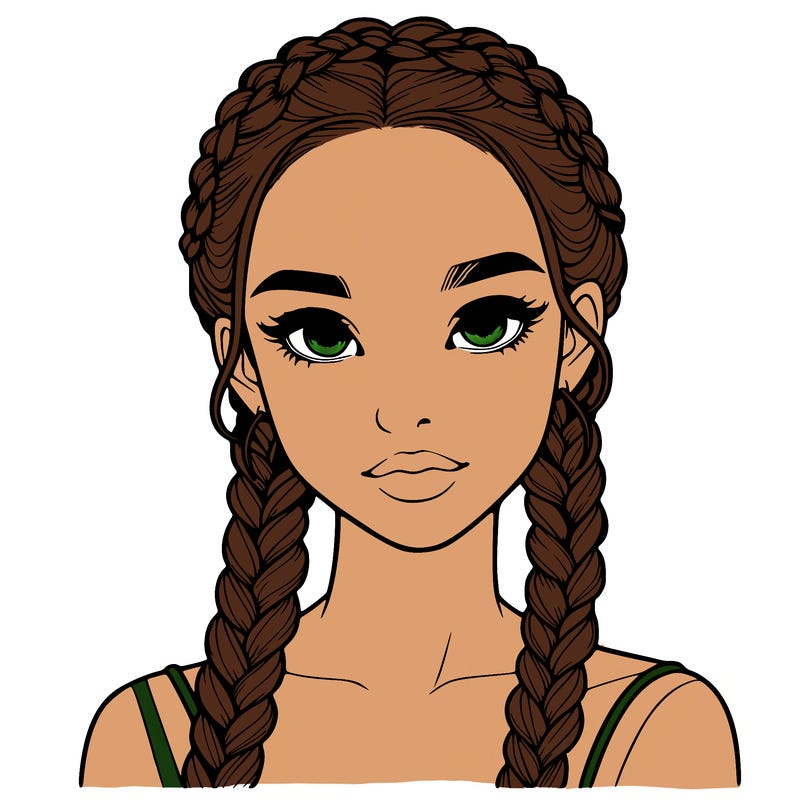 realistic girl with braids