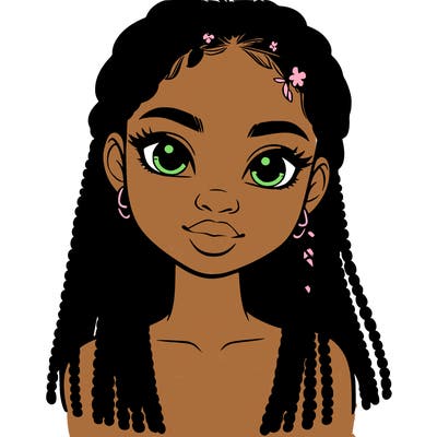 a realistic black girl with braids