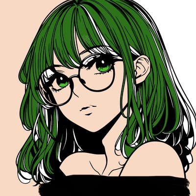 manga woman character with glasses and nice lips
