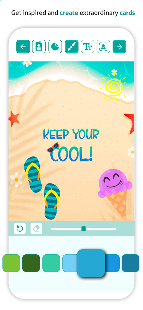 2026 photo frame editor app - Criador de cartões digitais com tema de praia de verão com adesivos e texto