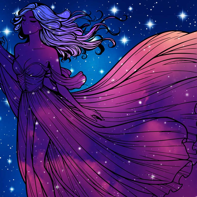 realistic woman in dress flowing the the wind