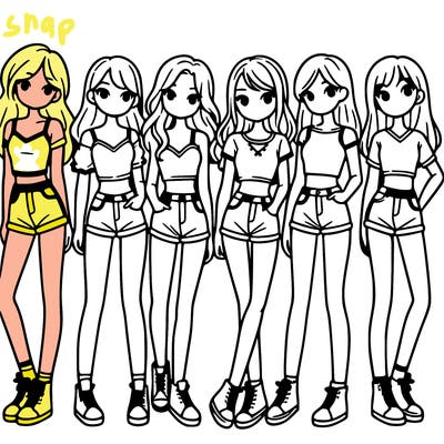 a group of girls wearing crop tops and shorts