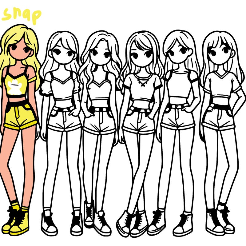 a group of girls wearing crop tops and shorts