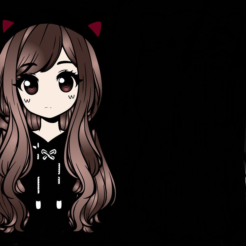 girl with long hair in cat hoodie