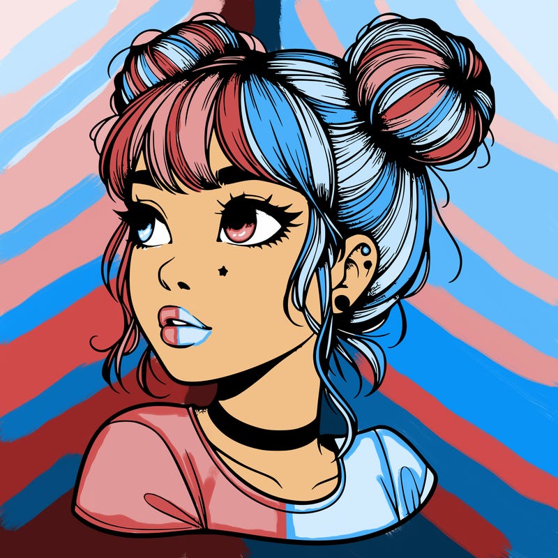 realistic girl with spacebuns