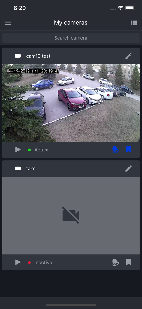 Flussonic Watcher - 複数のセキュリティカメラフィードを監視するためのFlussonic Watcherアプリインターフェイス。