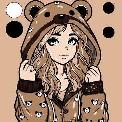 realistic girl in a animal pjs hoodie