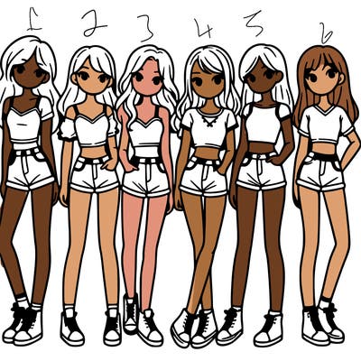 a group of girls wearing crop tops and shorts