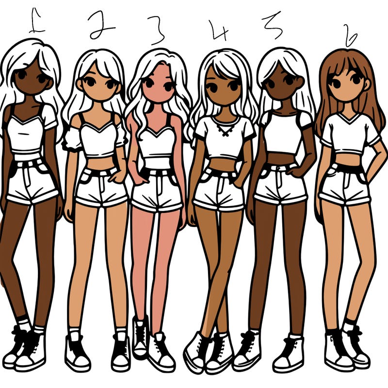 a group of girls wearing crop tops and shorts