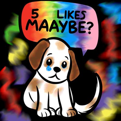 a puppy that says 5 like maybe