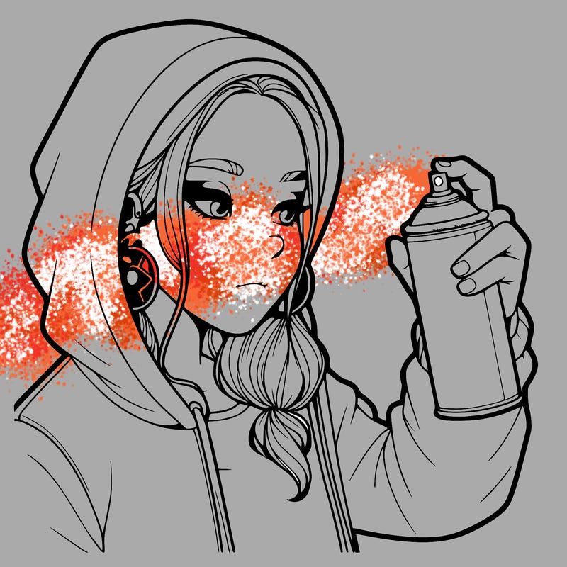 a realistic girl, spray painting