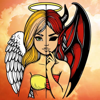 realistic angel half demon