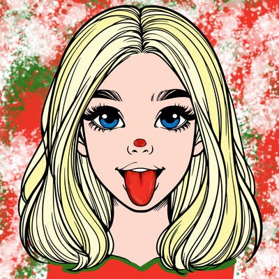 realistic girl with her tongue out