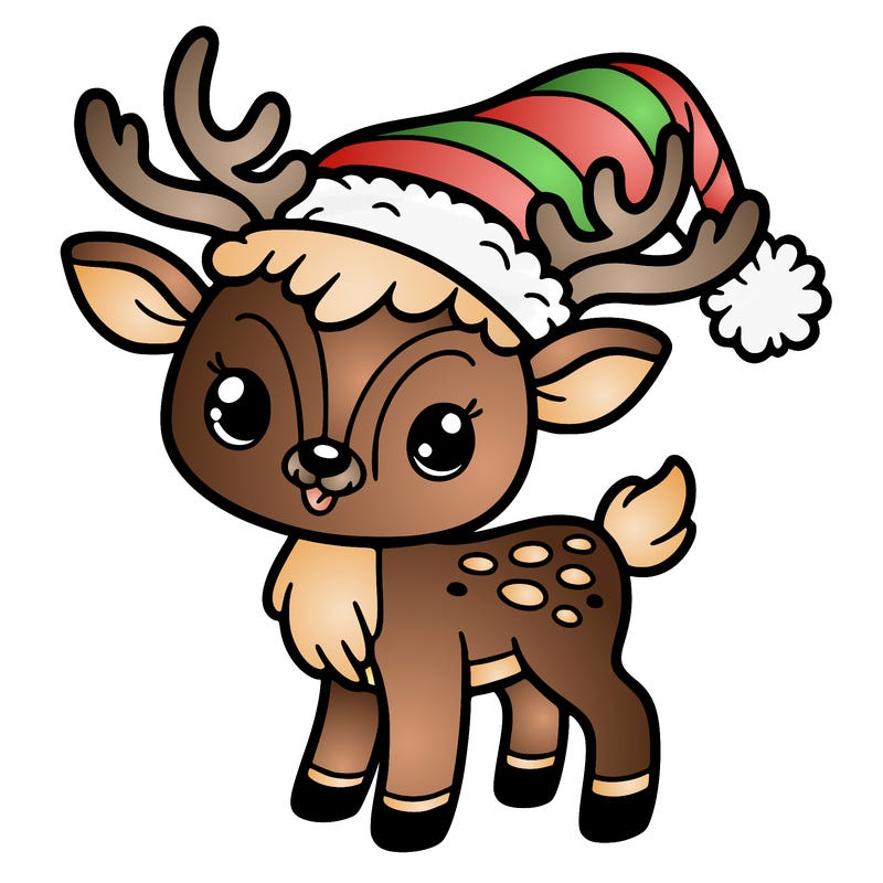 christmas reindeer with santa hat