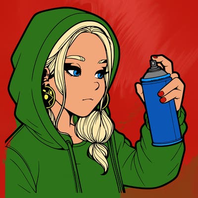 a realistic girl, spray painting