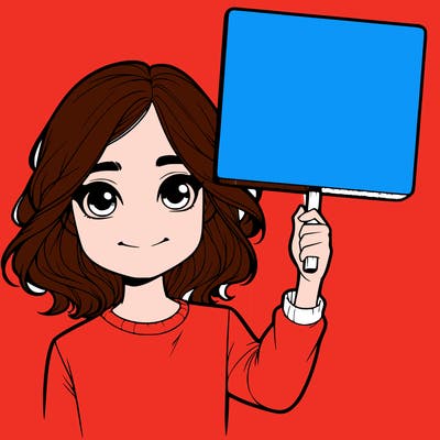 realistic girl holding up a sign