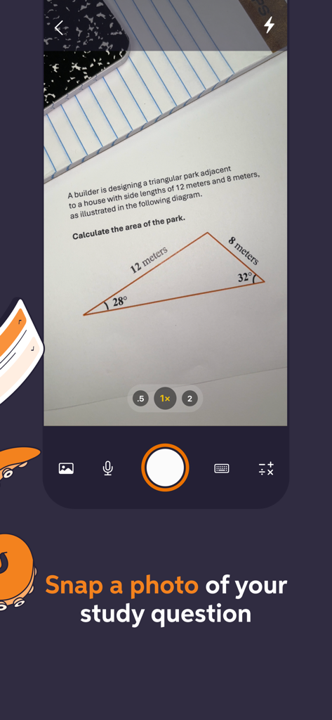 A user scanning a math problem using the Chegg Study app question scanner feature