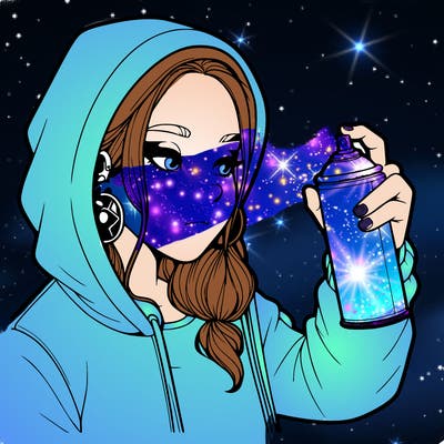 a realistic girl, spray painting