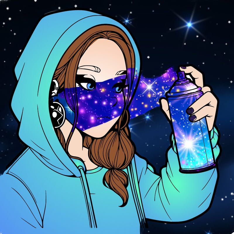 a realistic girl, spray painting