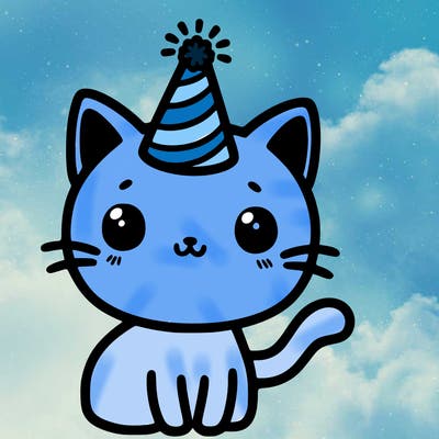 a cat with a party hat