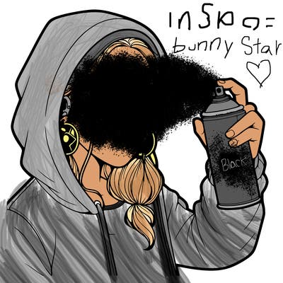 a realistic girl, spray painting