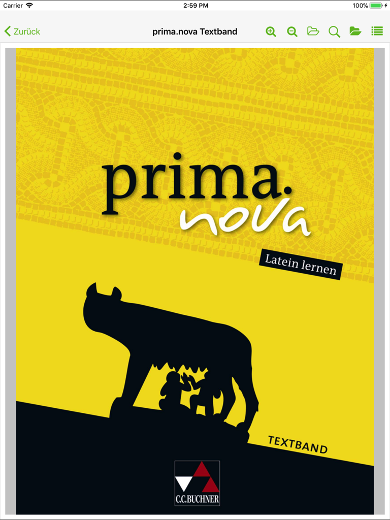 click & teach - click and teach 앱의 prima nova 라틴어 커리큘럼 디지털 교과서 표지