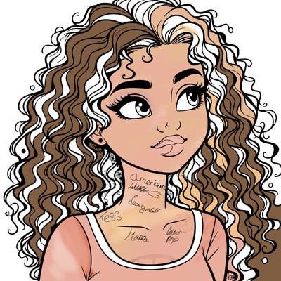 realistic girl with curly hair