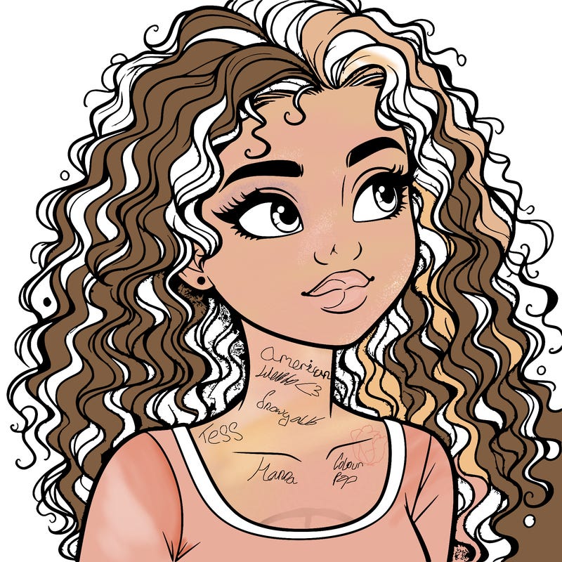 realistic girl with curly hair
