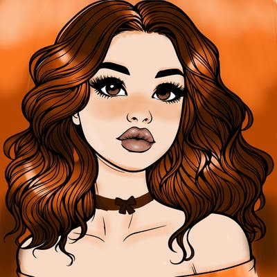 realistic girl with wavy hair and lips