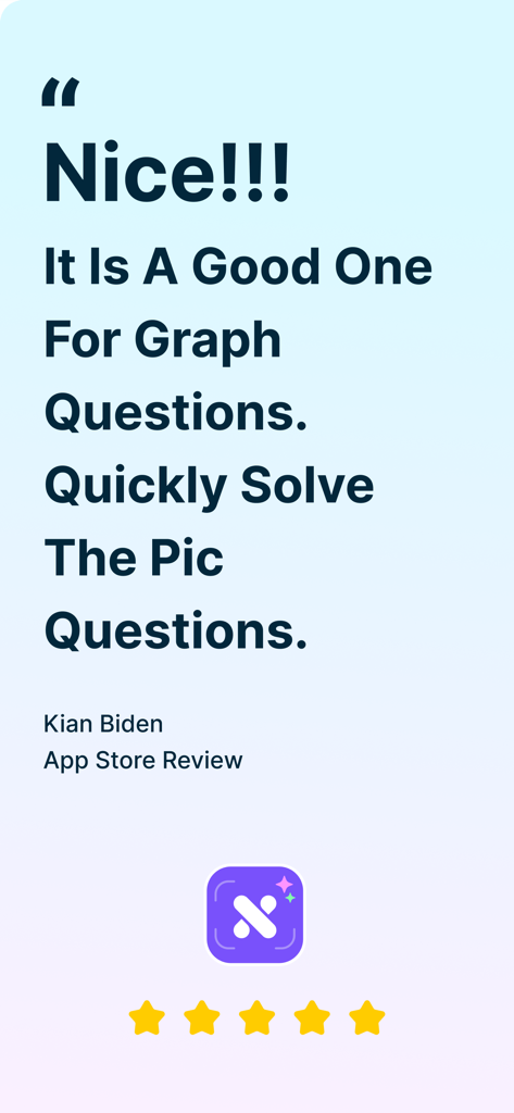 AI Math Solver App | KnowBuddy - App Store review for KnowBuddy AI math solver by Kian Biden praising its ability to solve graph and photo-based questions with a five-star rating.