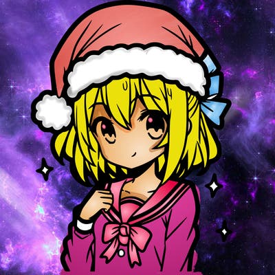 anime girl wearing a santa hat