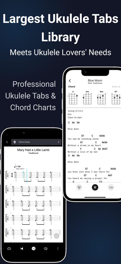 ukulele tuner - utunermate - Professional ukulele tabs and chord charts library for learning songs on the utunermate mobile app