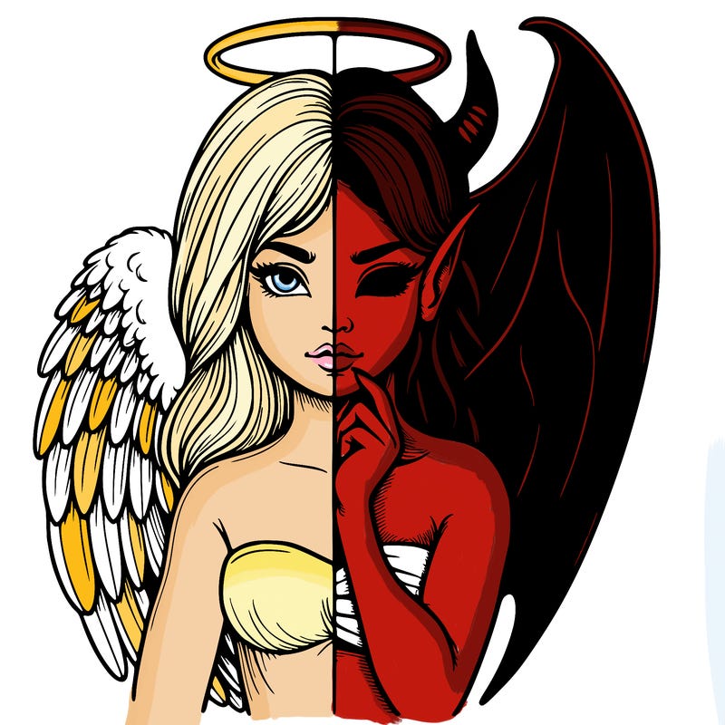 realistic angel half demon