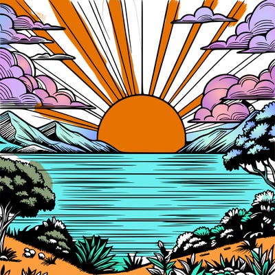 realistic sunset