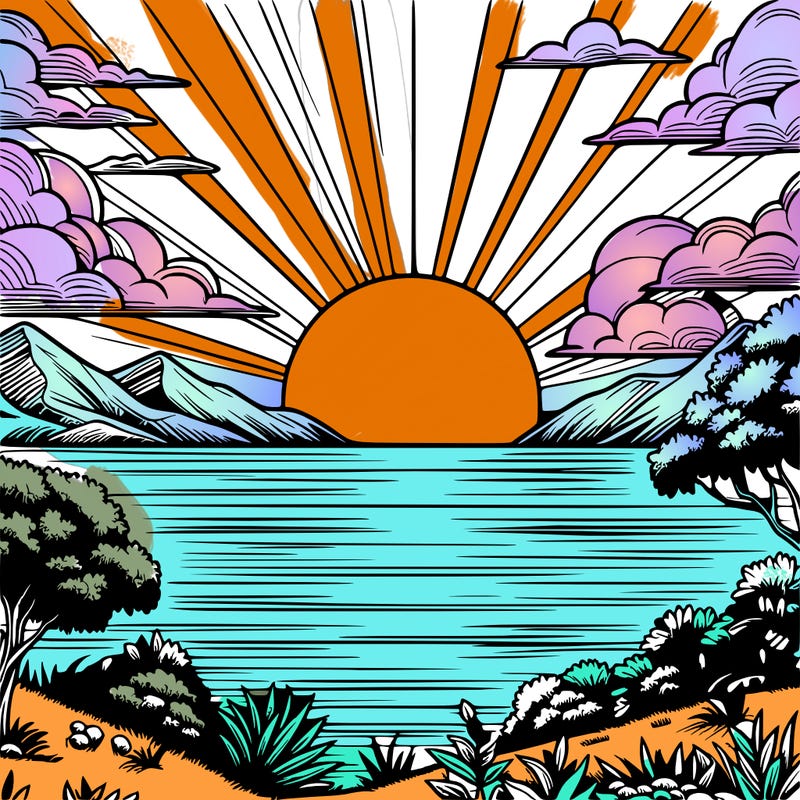 realistic sunset