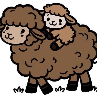 sheep with a baby on itback