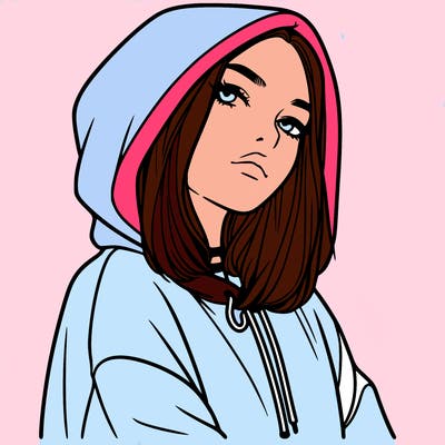 a realistic girl in a hoodie