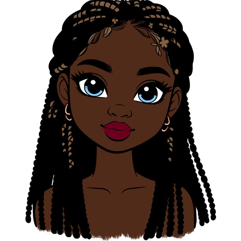 a realistic black girl with braids