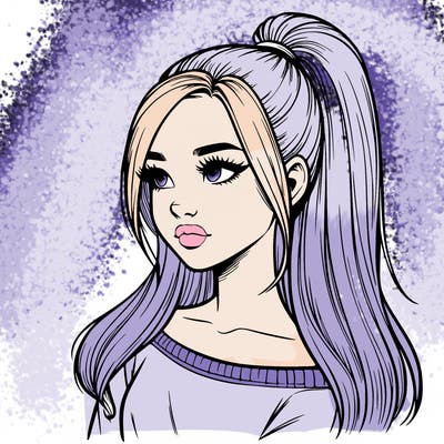 realistic girl with a high ponytail