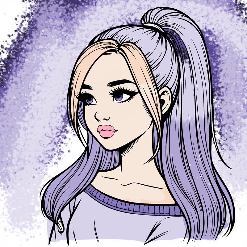 realistic girl with a high ponytail