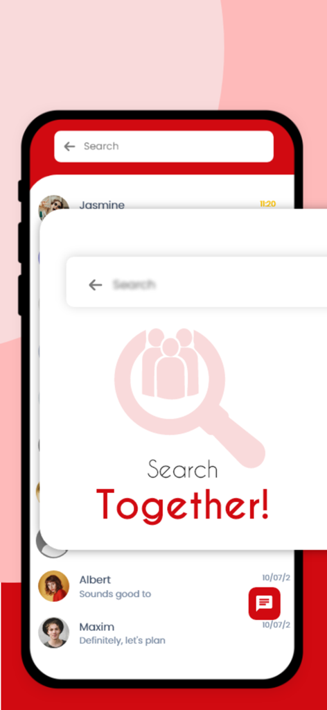 Kalyan Matrimony® Marriage App - Kalyan Matrimony app screen highlighting the Search Together feature for family collaborative search