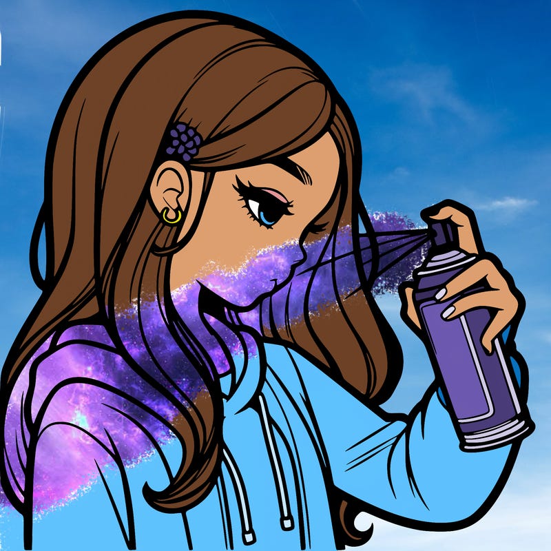 a realistic girl spray painting