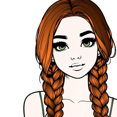 realistic girl with braids